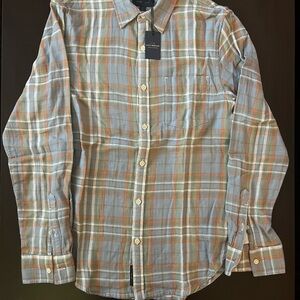 Lucky Brand Blue and Orange Casual Button Down Shirt